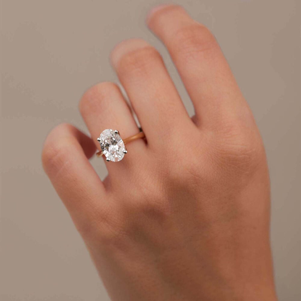 Born 18ct Yellow Gold 3.00ct Lab Grown Oval Solitaire Diamond Ring