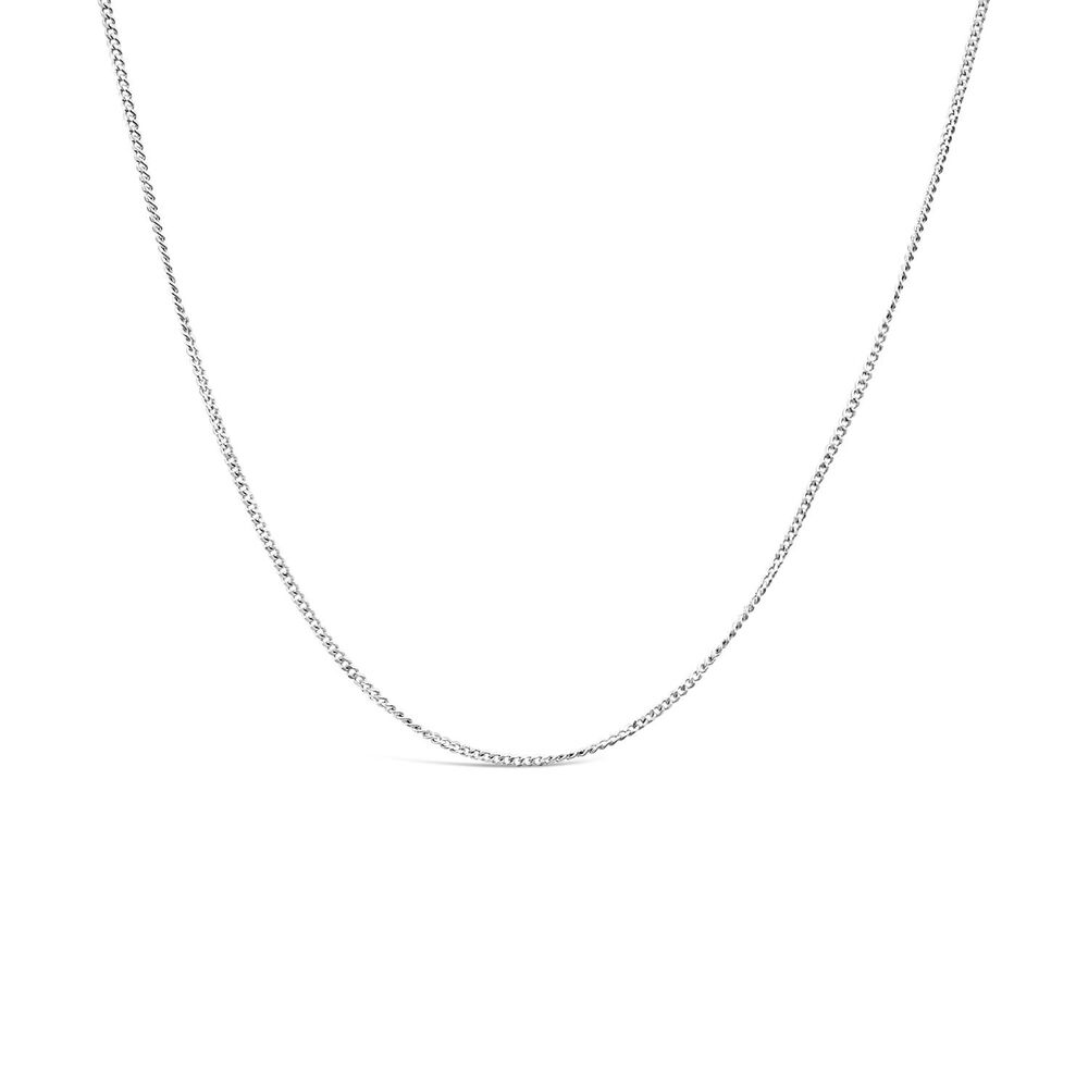 9ct White Gold 16-18 inch Flat Curbed Chain Necklet image number 0