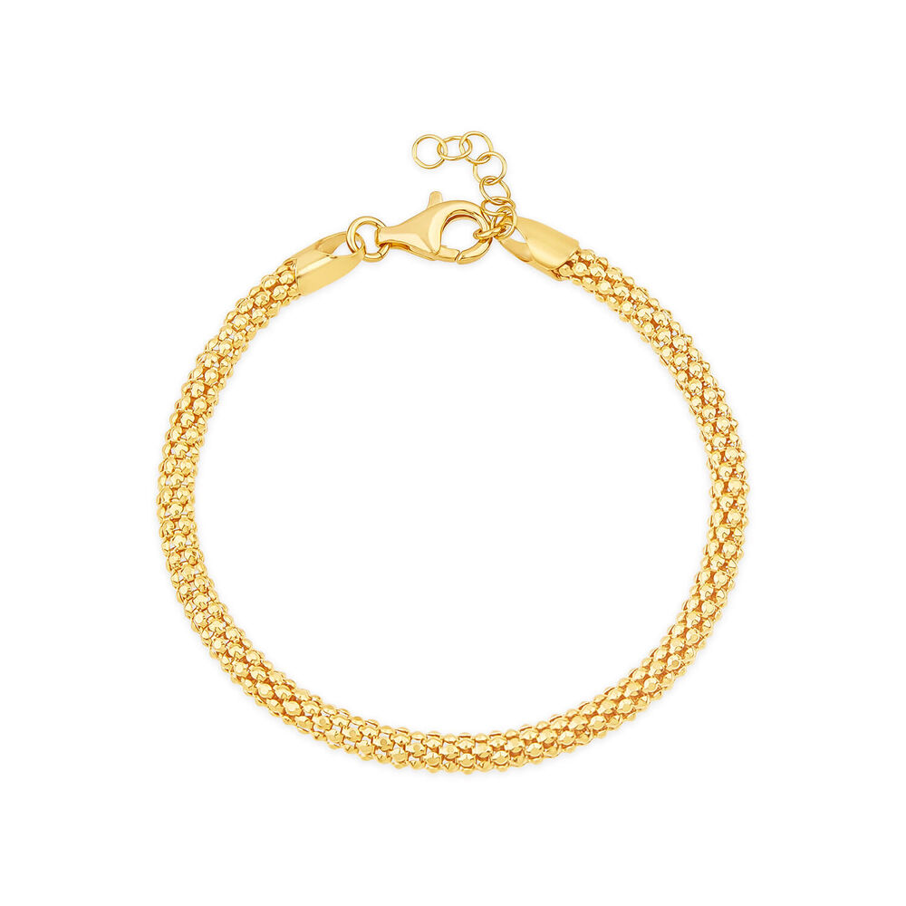Yellow Gold Plated Sterling Silver Popcorn Tube Bracelet
