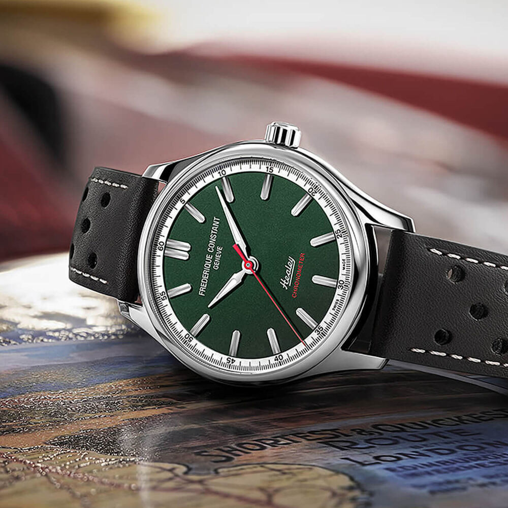 Frederique Constant Vintage Rally Healy 40mm Green Dial Brown Leather Strap Watch image number 3