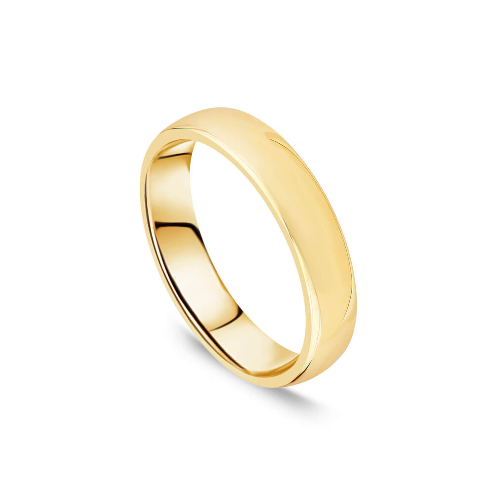 9ct Yellow Gold 4mm Plain Court Ladies Wedding Ring image number 0