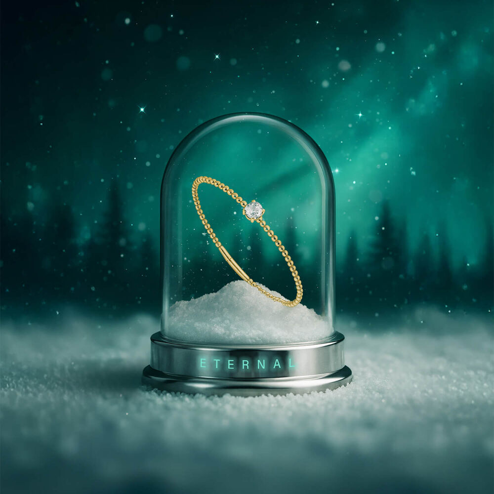 Born Granules 9ct Yellow Gold Lab Grown 1.00ct Round Diamond Beaded Bangle image number 11