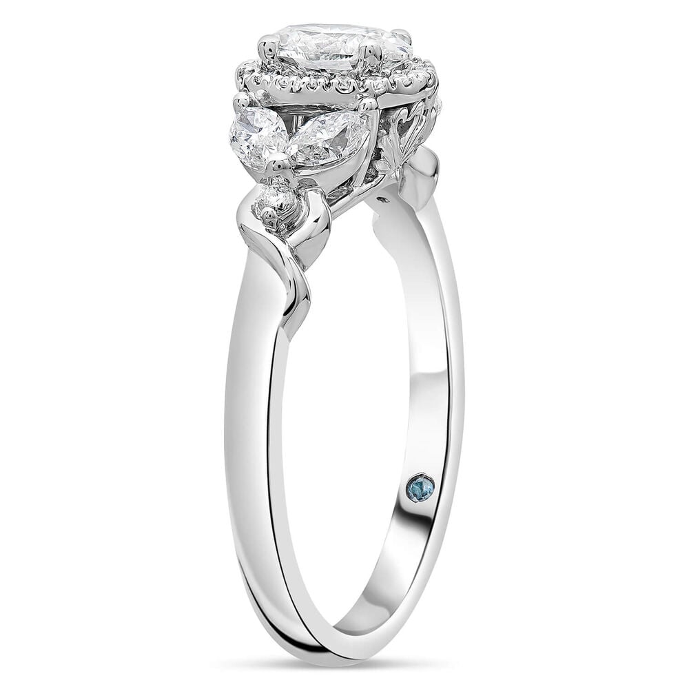 Kathy De Stafford 18ct White Gold ''Layla'' Oval Halo With Side Stone 0.75ct Ring image number 3