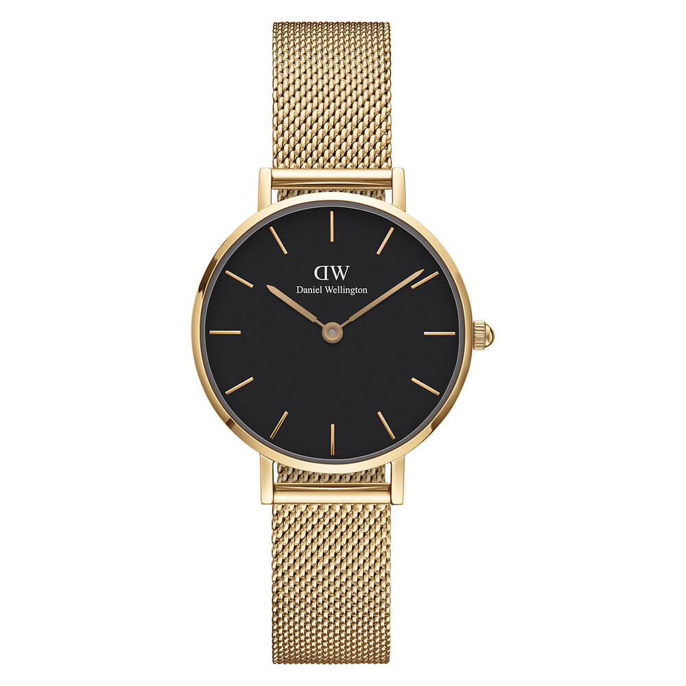 Daniel Wellington Evergold 28mm Black Dial Yellow Gold Case Mesh Bracelet Watch image number 0