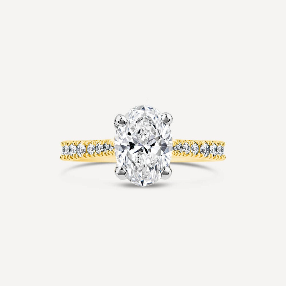 Born 18ct Yellow Gold Lab Grown 1.20ct Oval & Diamond Sides Ring