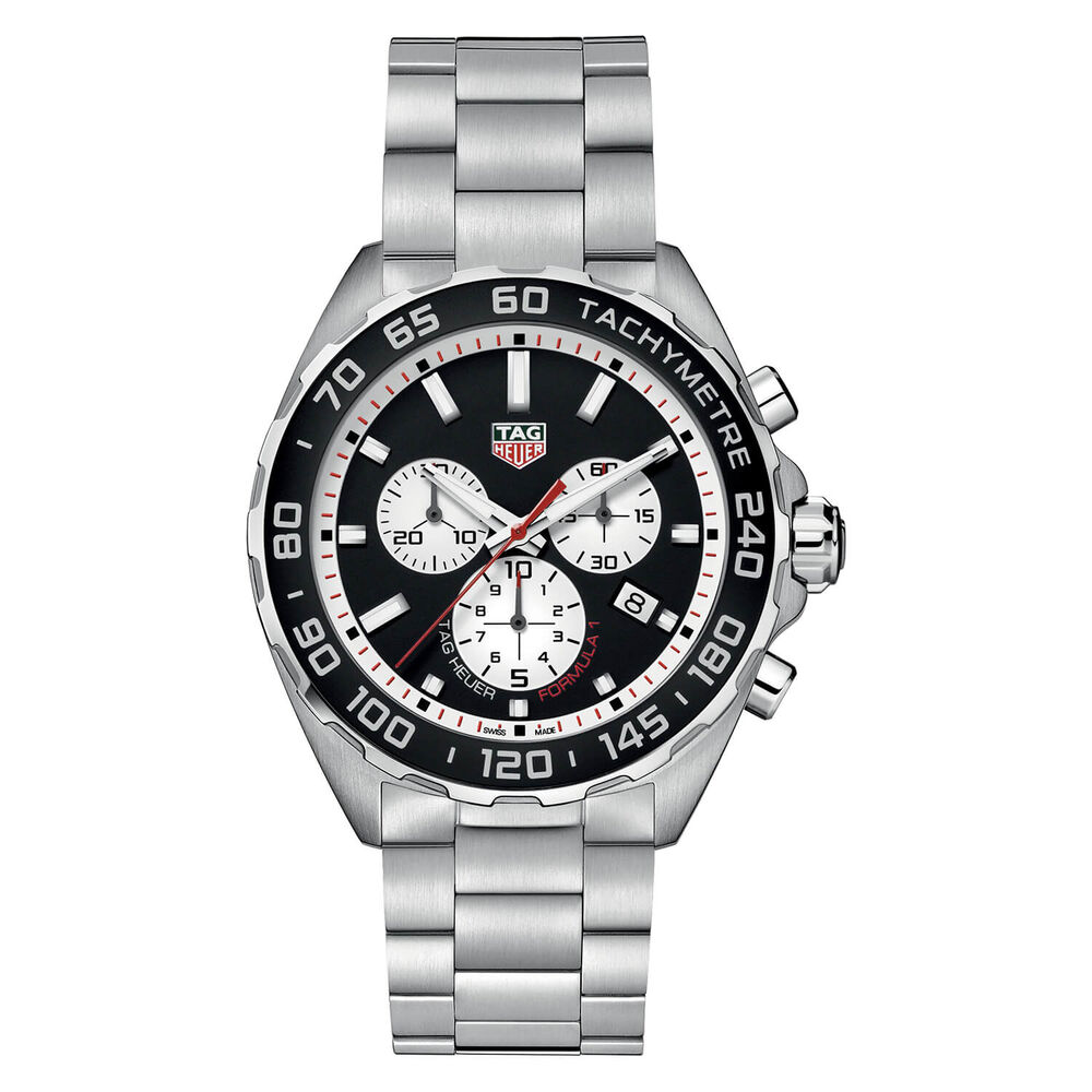 TAG Heuer F1 Tachymetre Black Dial Steel Bracelet Men's Watch