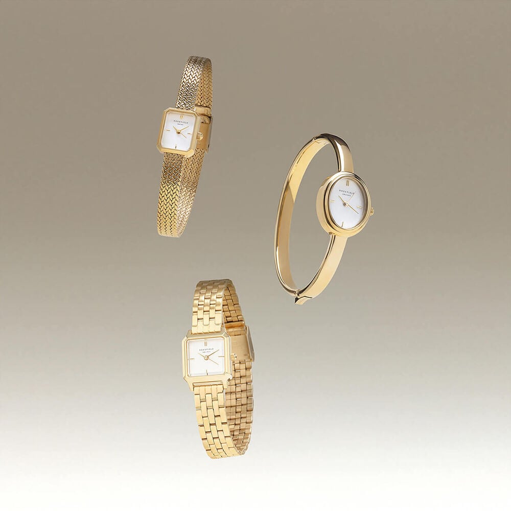 Rosefield Bangle S Gold 19.5x23.5mm Mother of Pearl Dial 23k Gold Plated Steel Bangle Watch image number 7