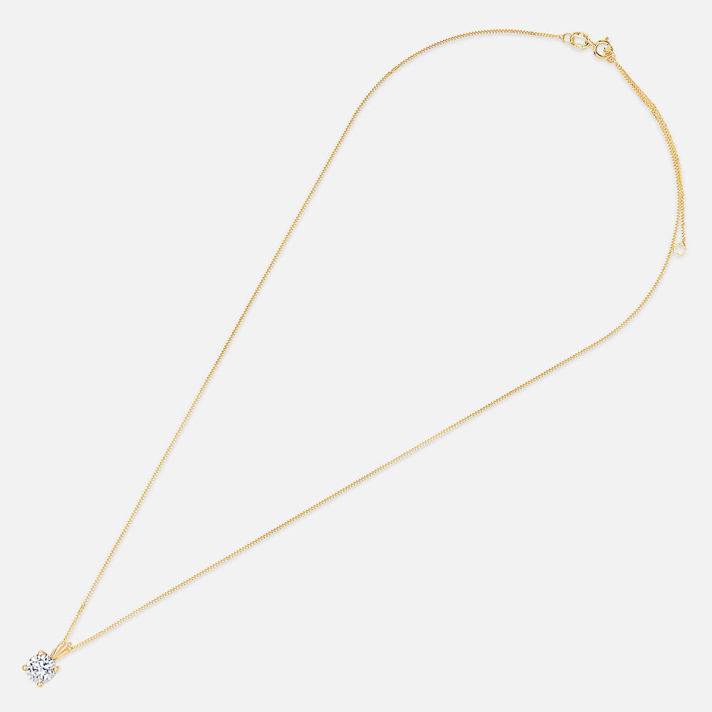 9ct Gold 6.5mm Four Claw Cubic Zirconia Set Pendant (Chain Included)