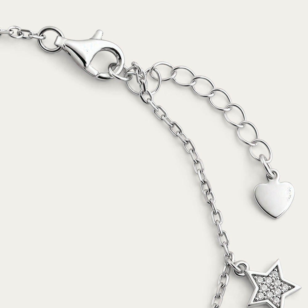 Sterling Silver Pave Cubic Zirconia Moon & Star Bracelet