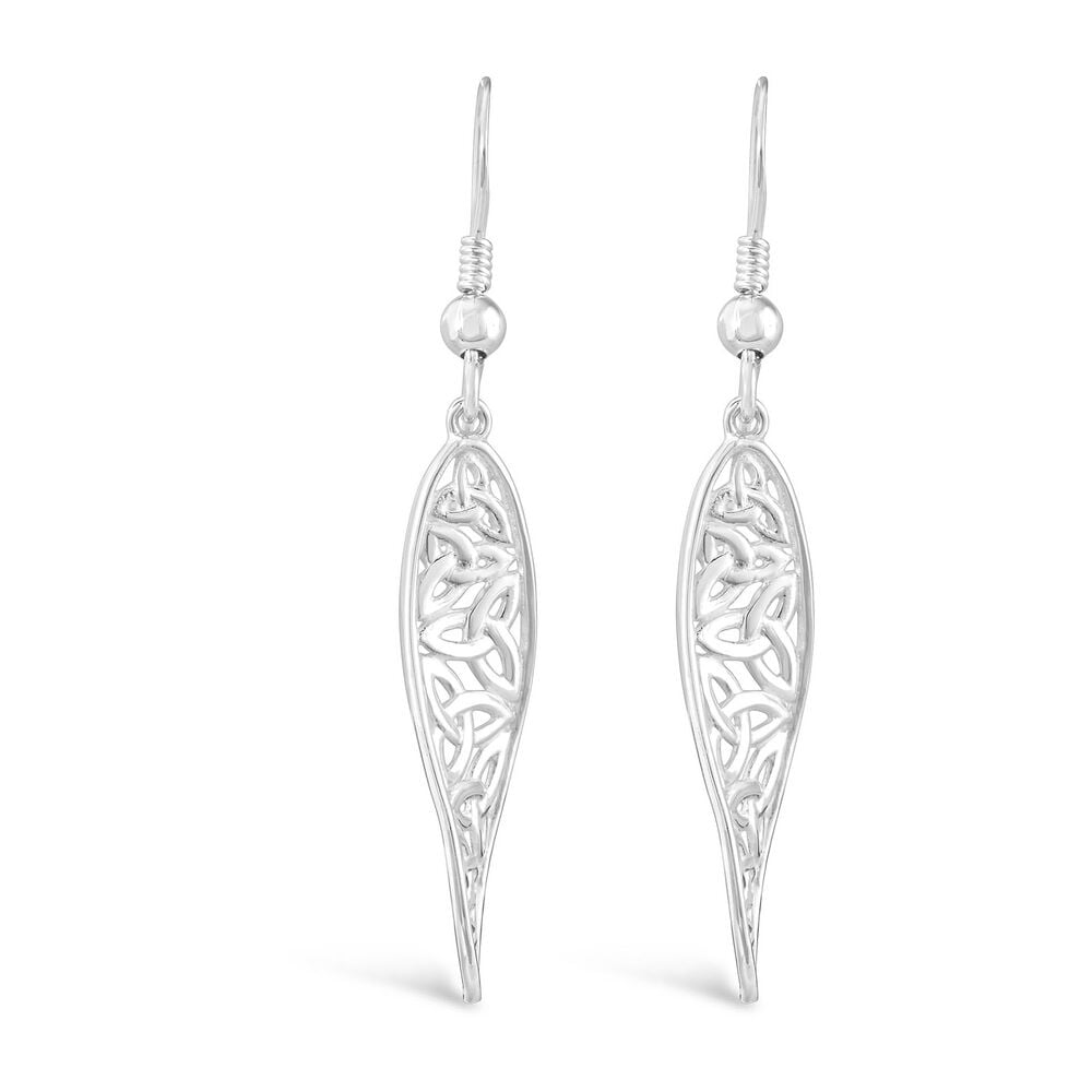 Celtic Sterling Silver Trinity Knot Drop Earrings image number 0