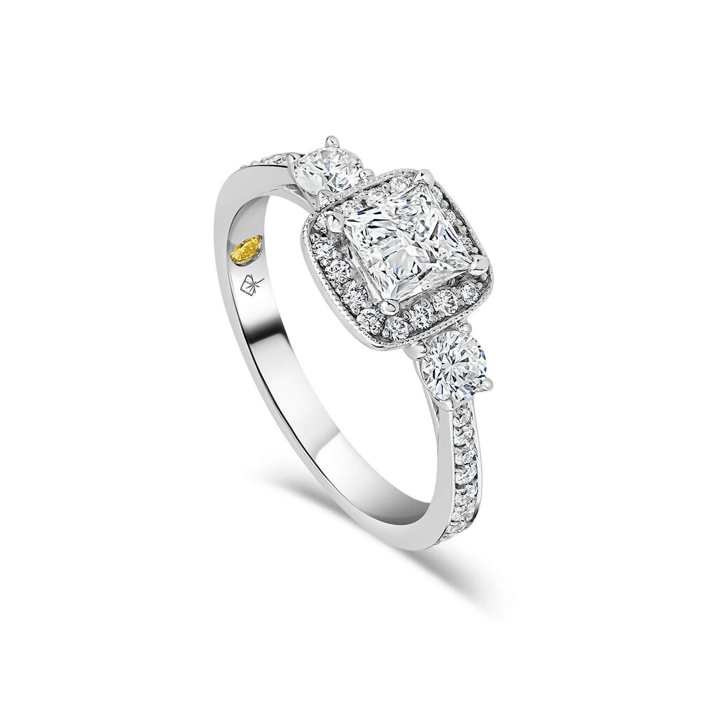 Northern Star 18ct White Gold 1.30ct Diamond Princess Cut Side Shoulders Ring