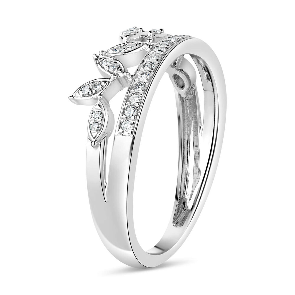 9ct White Gold 0.15ct Diamond Set Ladies' Crown Ring image number 3