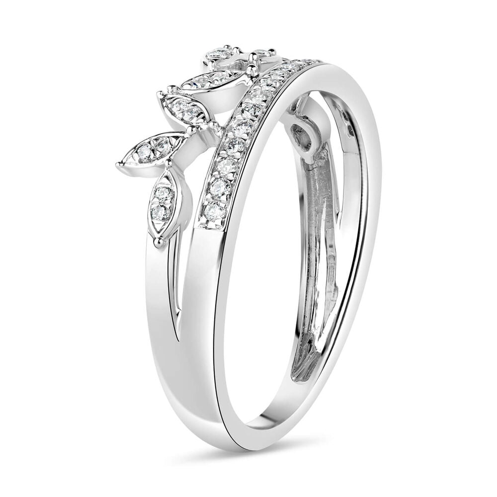 9ct White Gold 0.15ct Diamond Set Ladies' Crown Ring image number 3