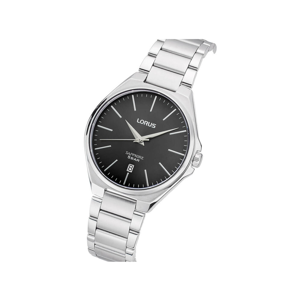 Lorus Quartz Gents 40mm Black Dial Steel Bracelet Watch image number 1