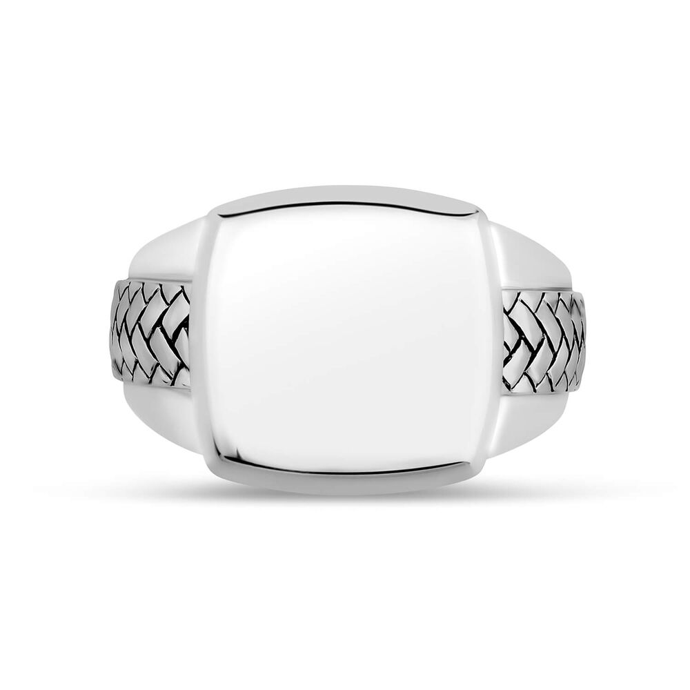Sterling Silver 4.9mm Square Braided Signet Men's Ring