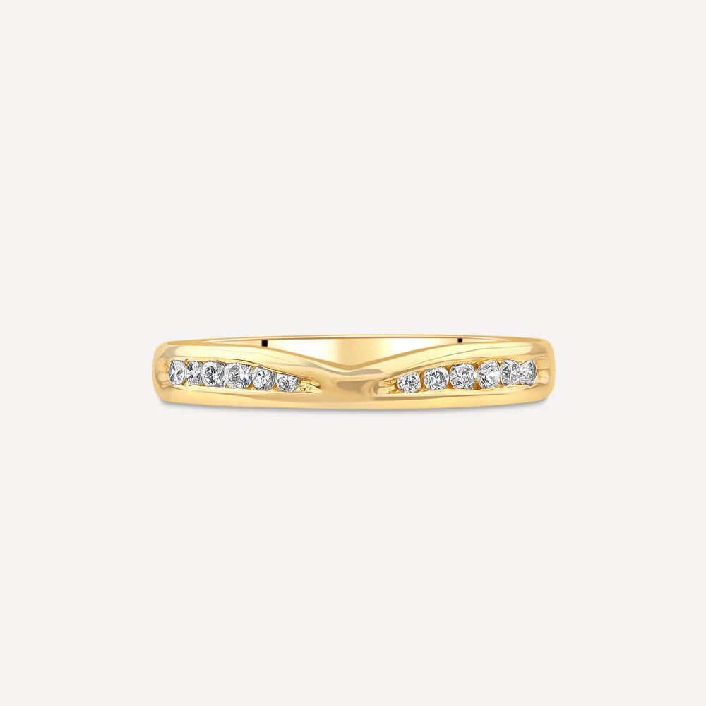 18ct Yellow Gold Channel Set Cut Out 0.16ct Wedding Ring image number 1
