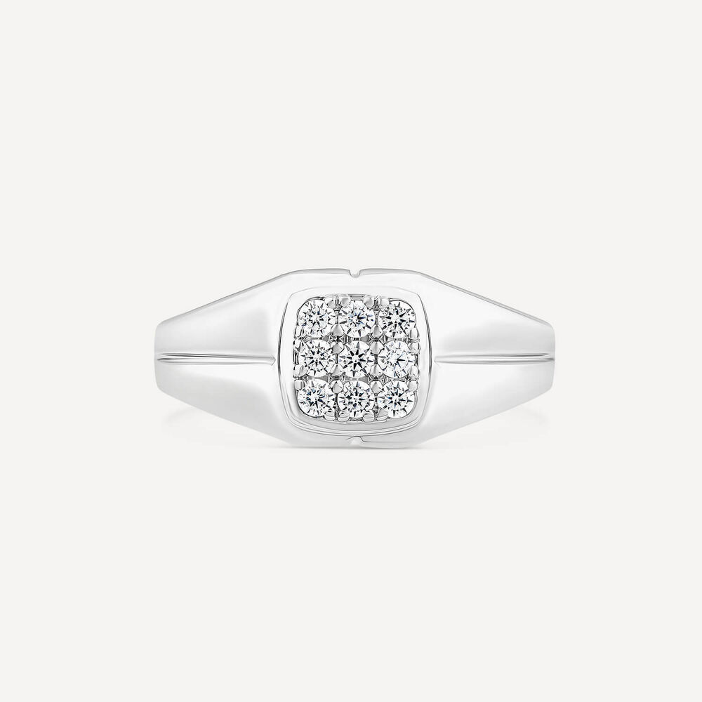 Sterling Silver Cubic Zirconia Set Signet Ring image number 1