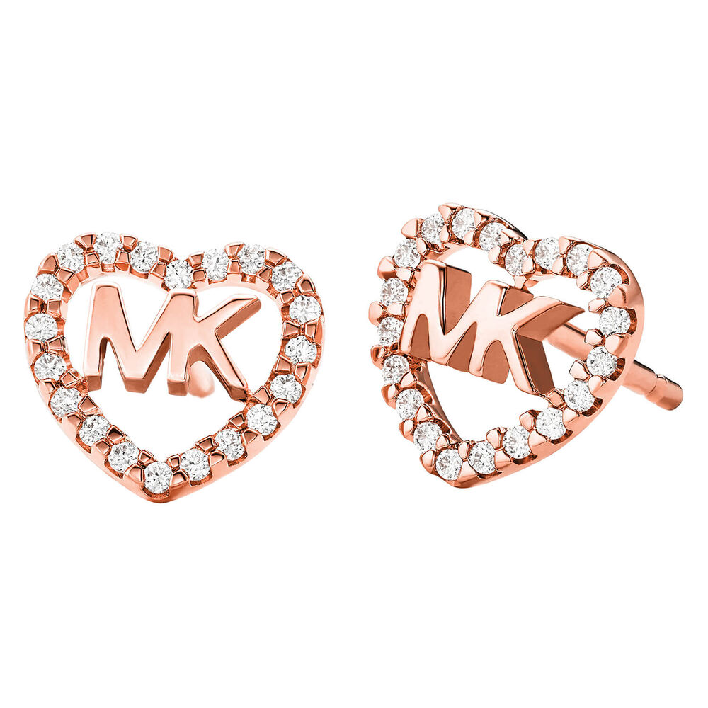 Michael Kors Rose Gold-plated Sterling Silver Stud Heart Earrings