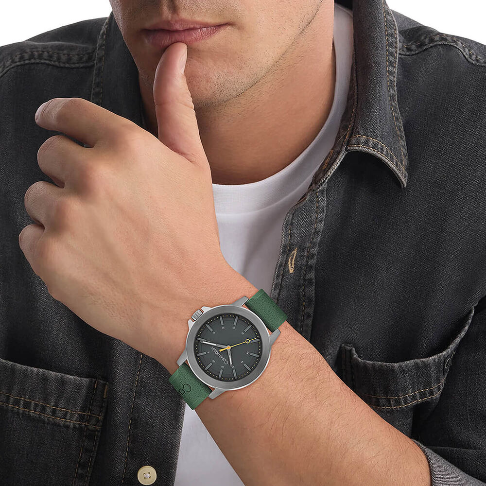 Calvin Klein Reset 42mm Grey Dial Green Rubber Strap Watch image number 3