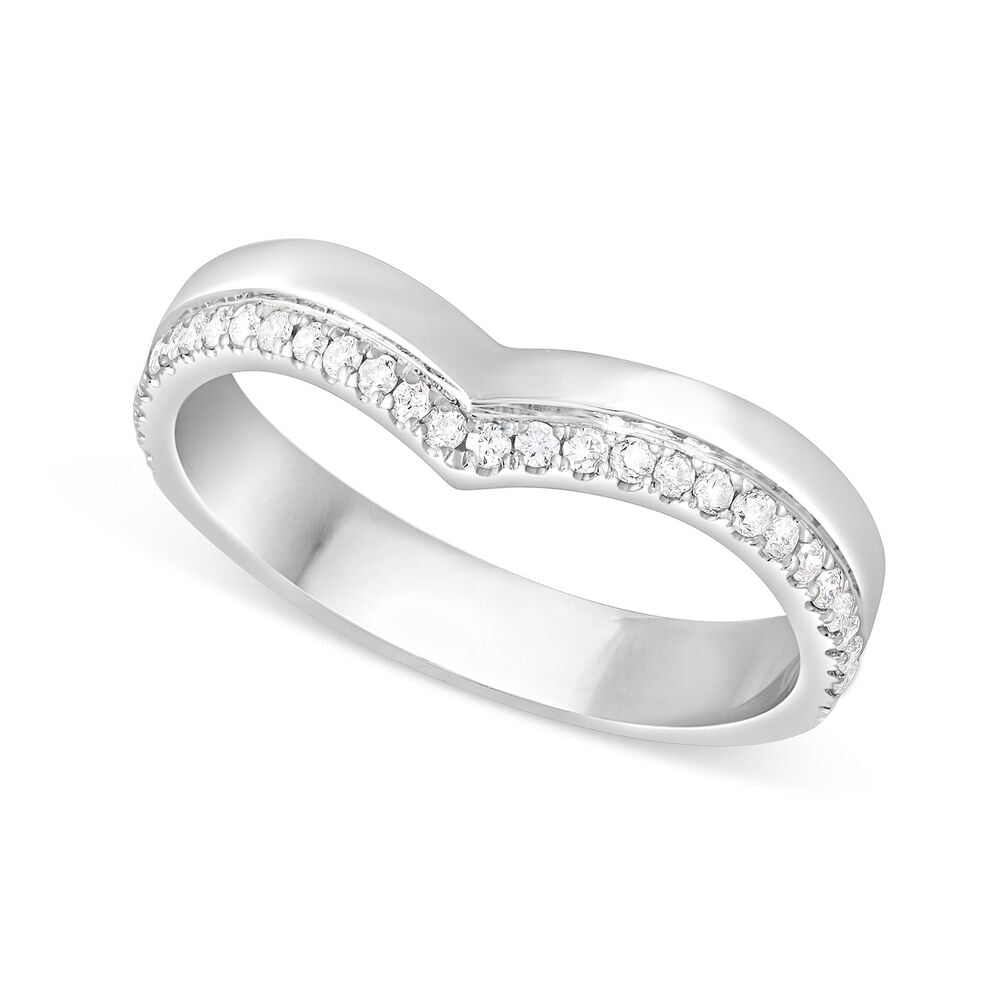9ct White Gold 0.15ct Diamond Wishbone 3mm Ladies' Ring image number 0