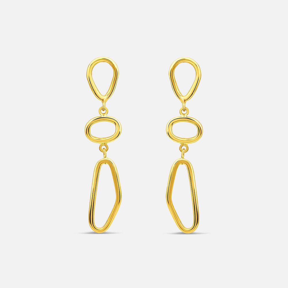 Yellow Gold Plated Sterling Silver Open Tear Loop Drop Earrings