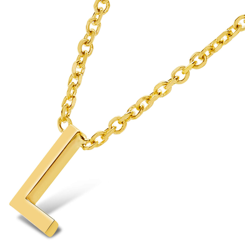 9 Carat Yellow Gold Petite Initial L Necklet (Chain Included)
