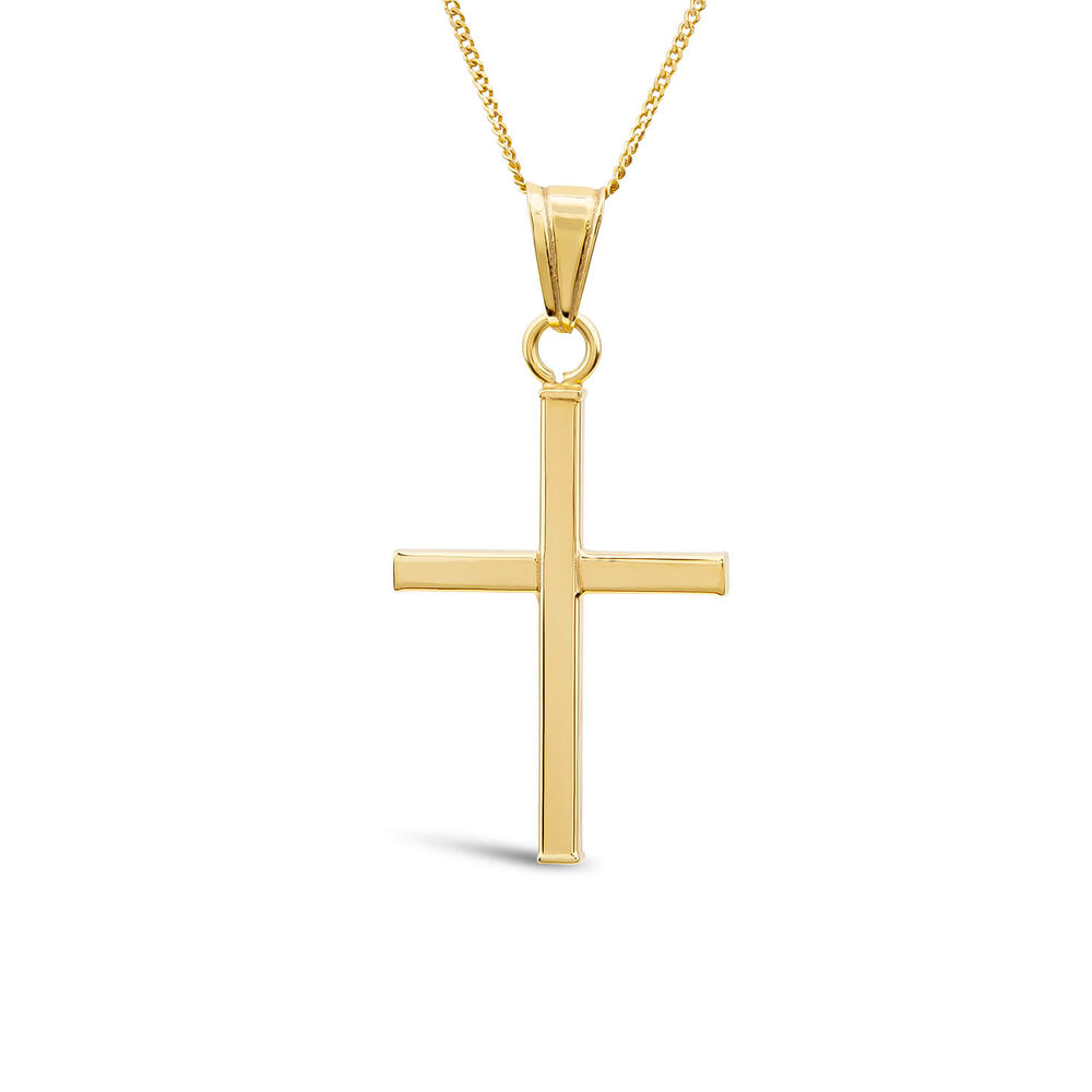 9ct Gold Cross Pendant (Chain Included) image number 0