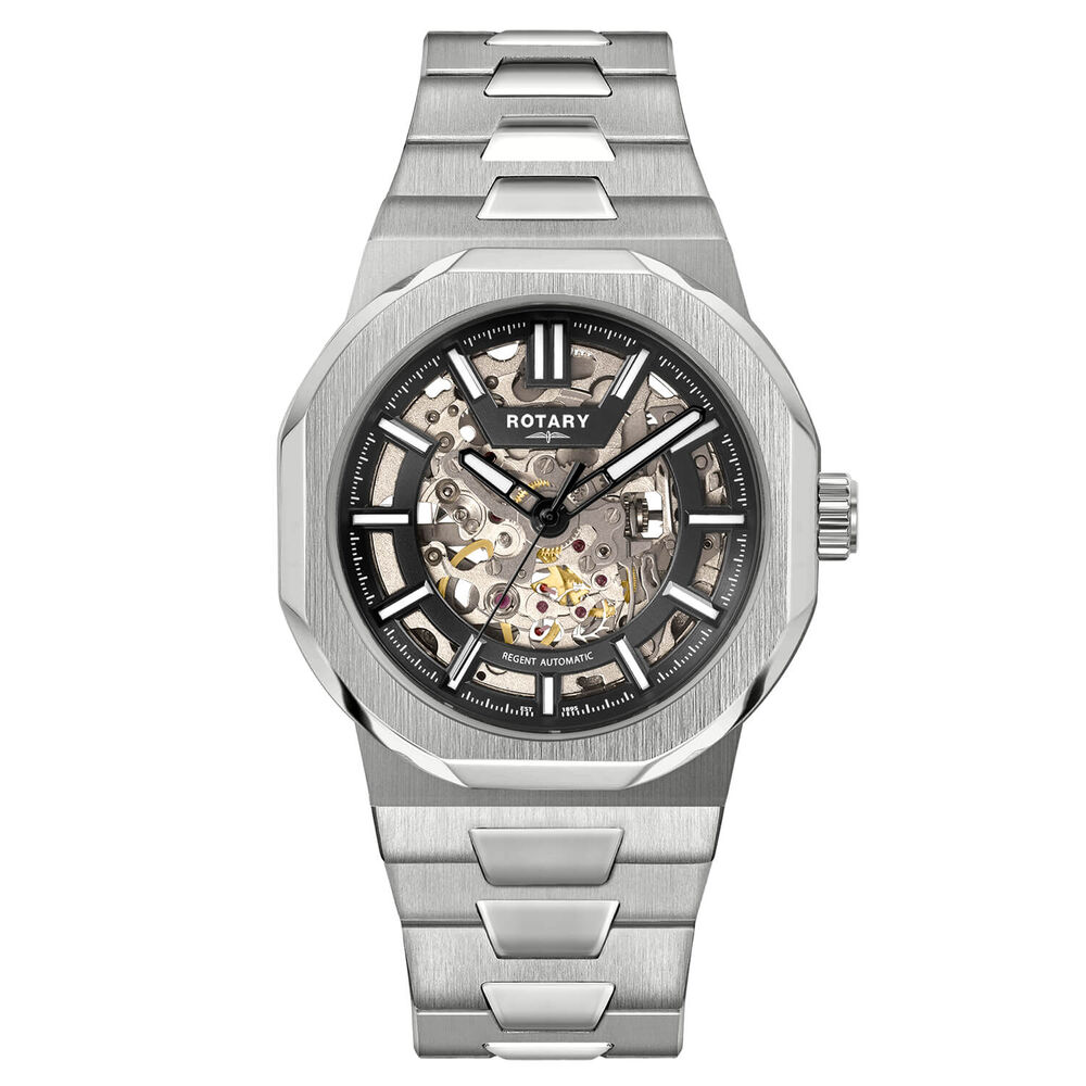 Rotary Regent Skeleton Automatic 40mm Black Dial Stainless Steel Bracelet Watch