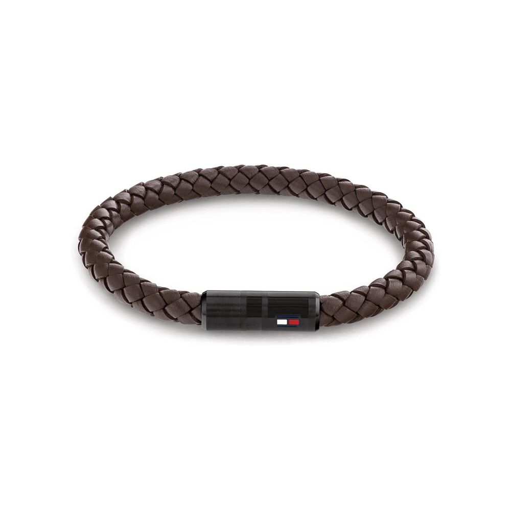 Tommy Hilfiger Brown Braided Leather Bracelet