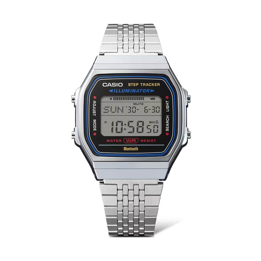 Casio Vintage 41.6x37.9mm Black Digital Display Steel Bracelet Watch
