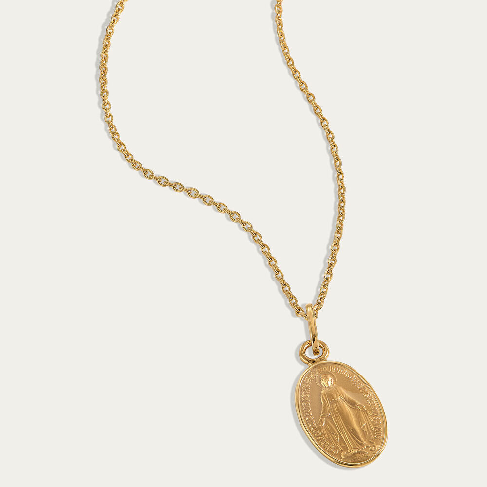 Yellow Gold Plated Sterling Silver Miraculous Medal Pendant