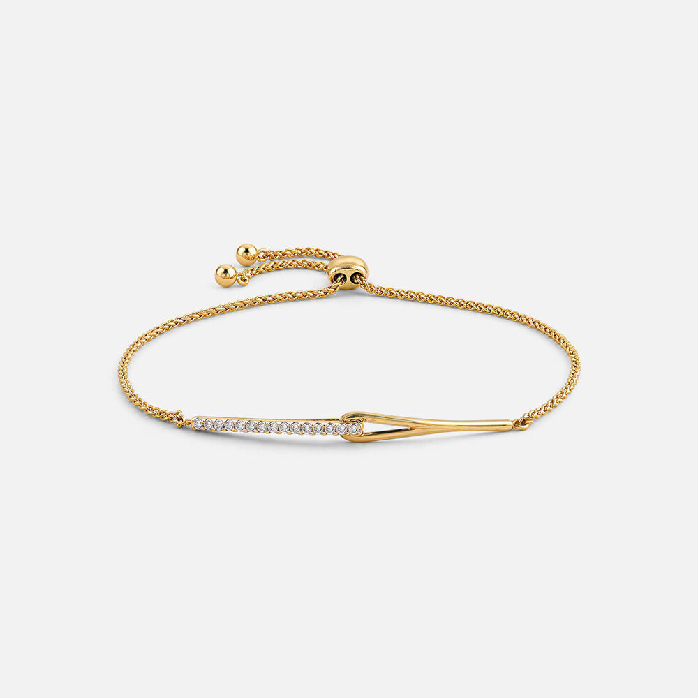 Yellow Gold Plated Vermeil Sterling Silver Cubic Zirconia Bolo Bracelet