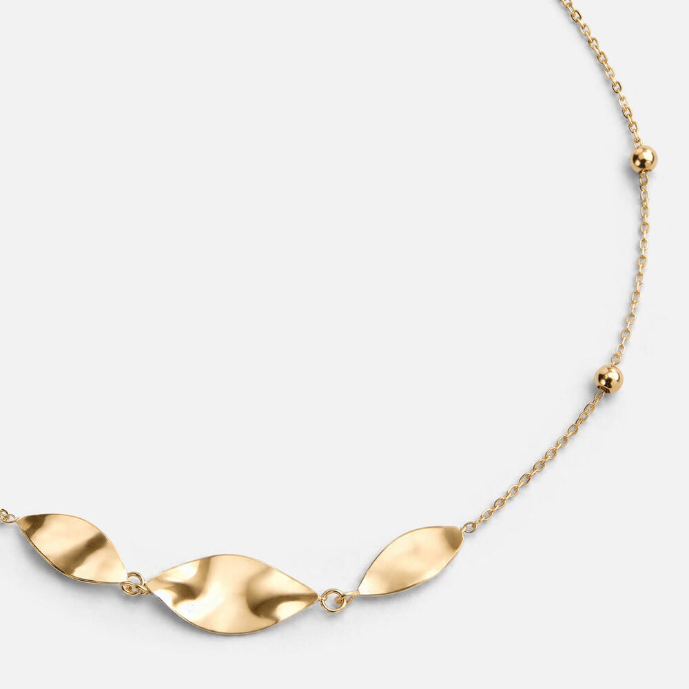 9ct Yellow Gold Polished Leaves Beaded Bracelet