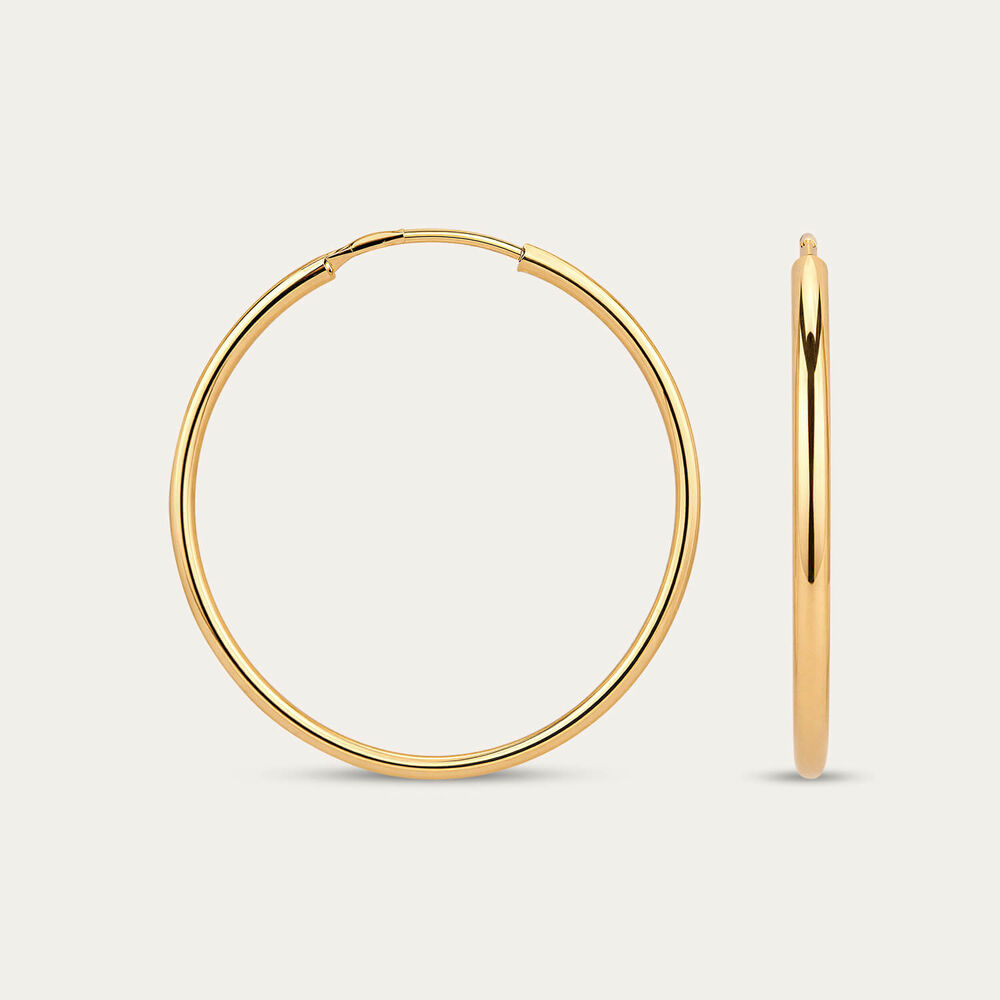 Yellow Gold Plated Sterling Silver 30mm Plain Hoop Earrings