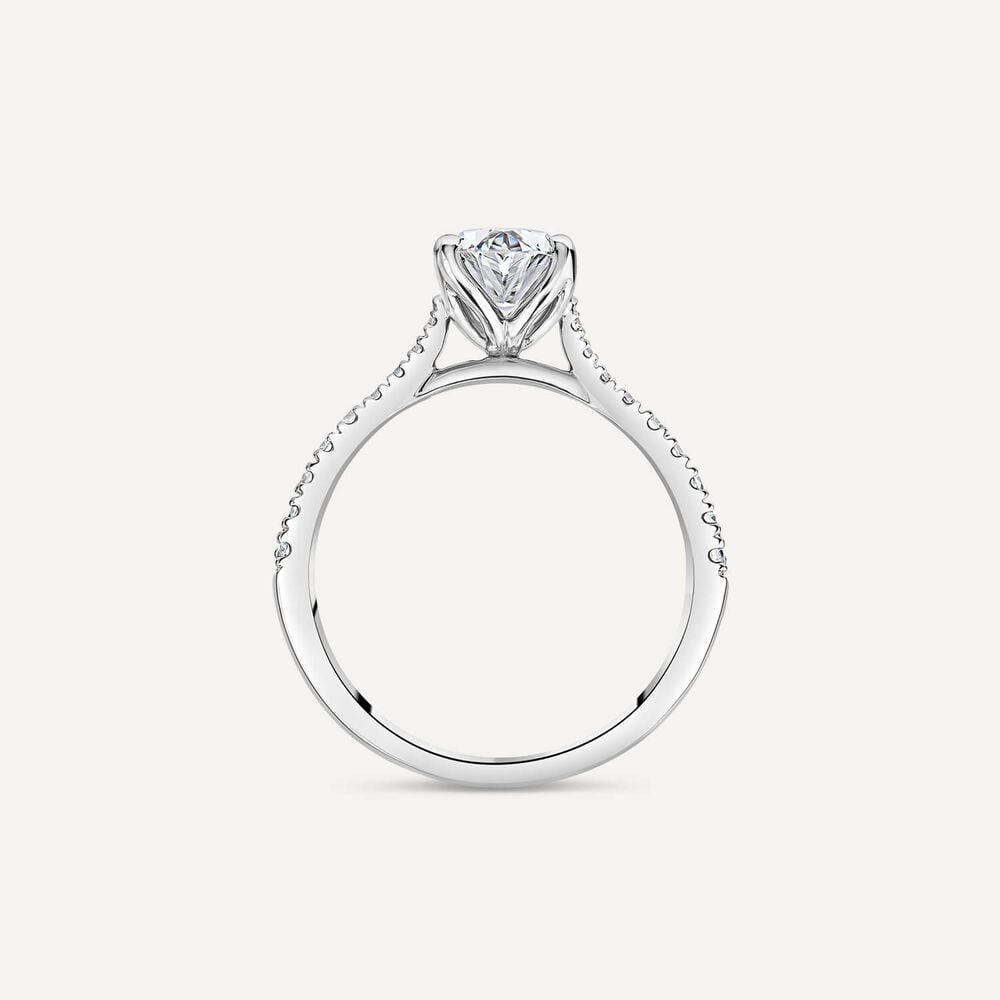 Born Platinum Lab Grown 1.40ct Oval & Diamond Sides Ring image number 3