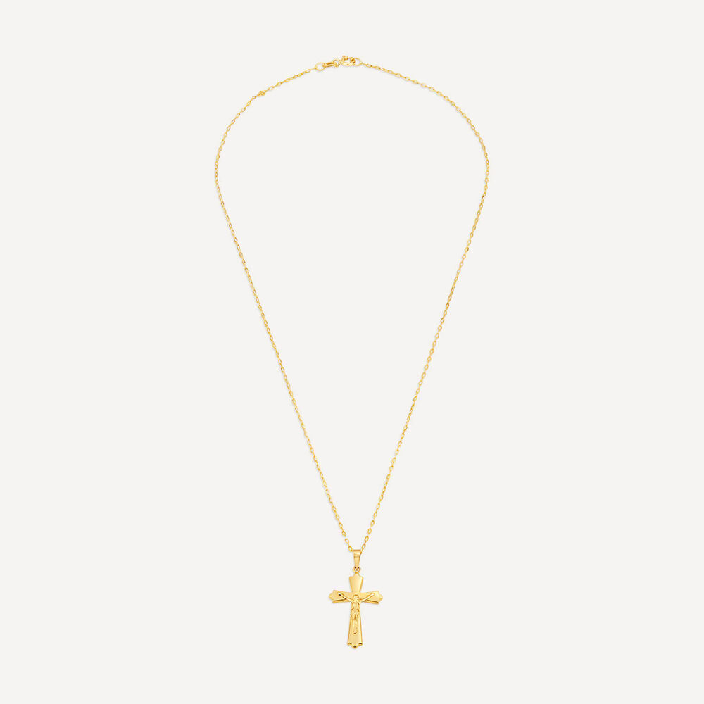 9ct Yellow Gold Cross Pendant (Chain Included) image number 2
