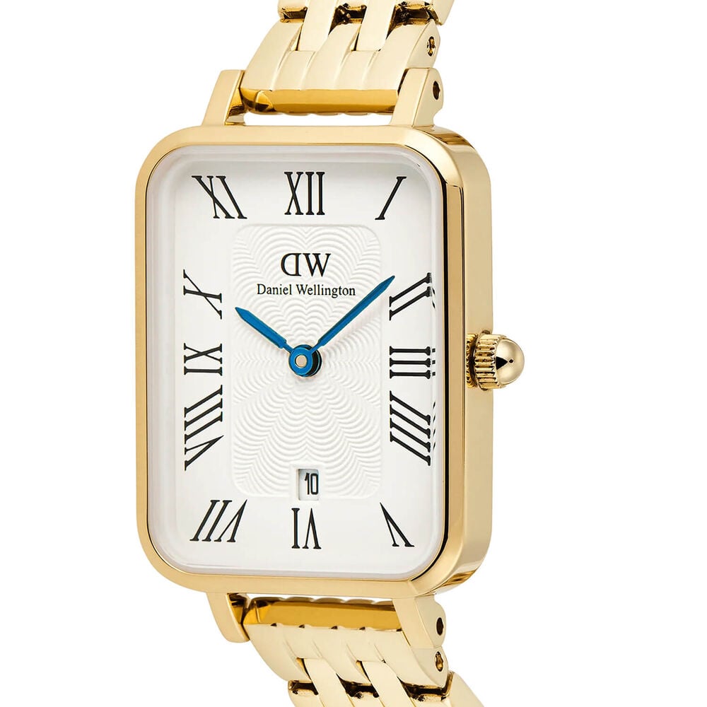Daniel Wellington Quadro 20x26mm White Dial Yellow Gold Bracelet Watch image number 1