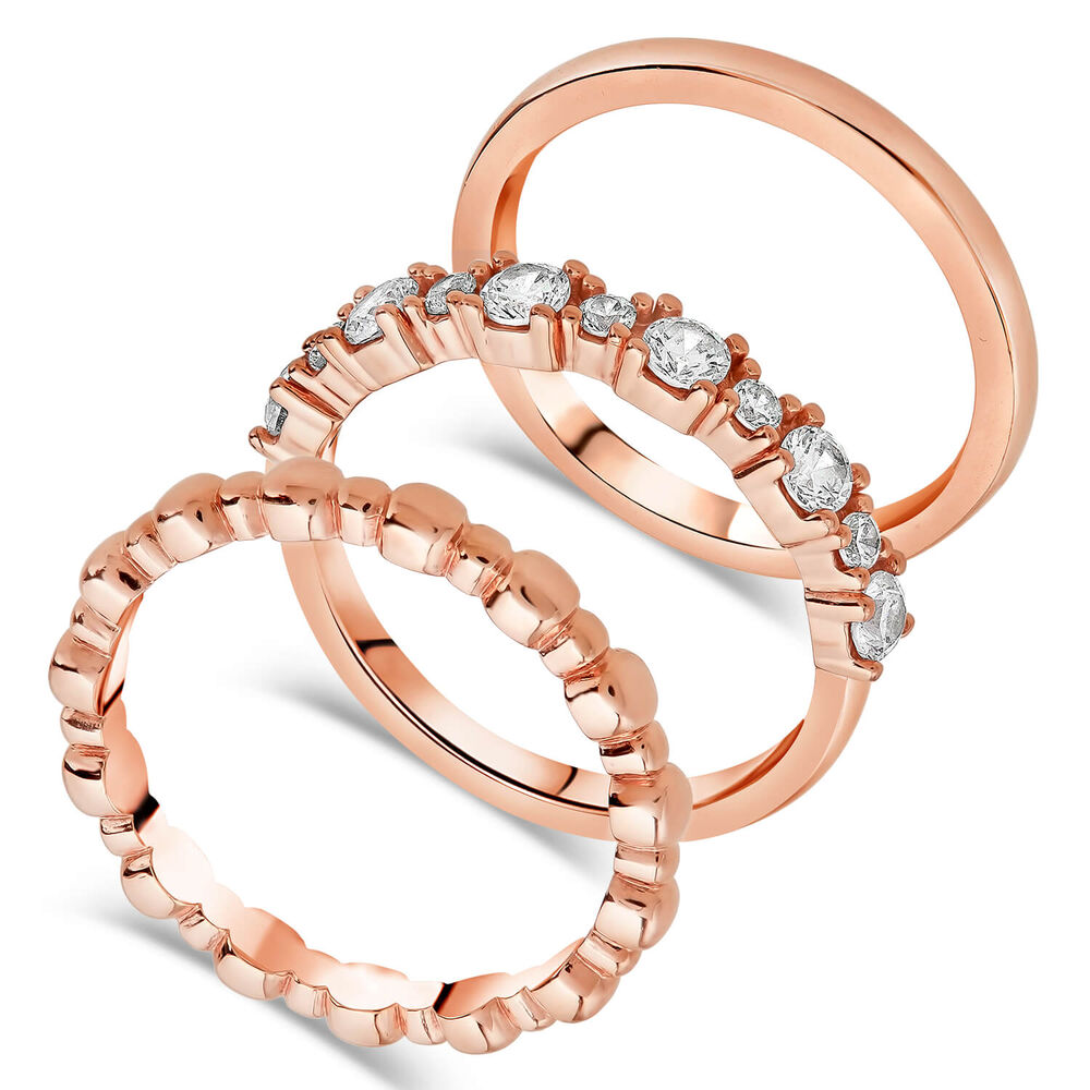 Bronzallure 18ct Rose Gold-Plated Set of Stackable Rings