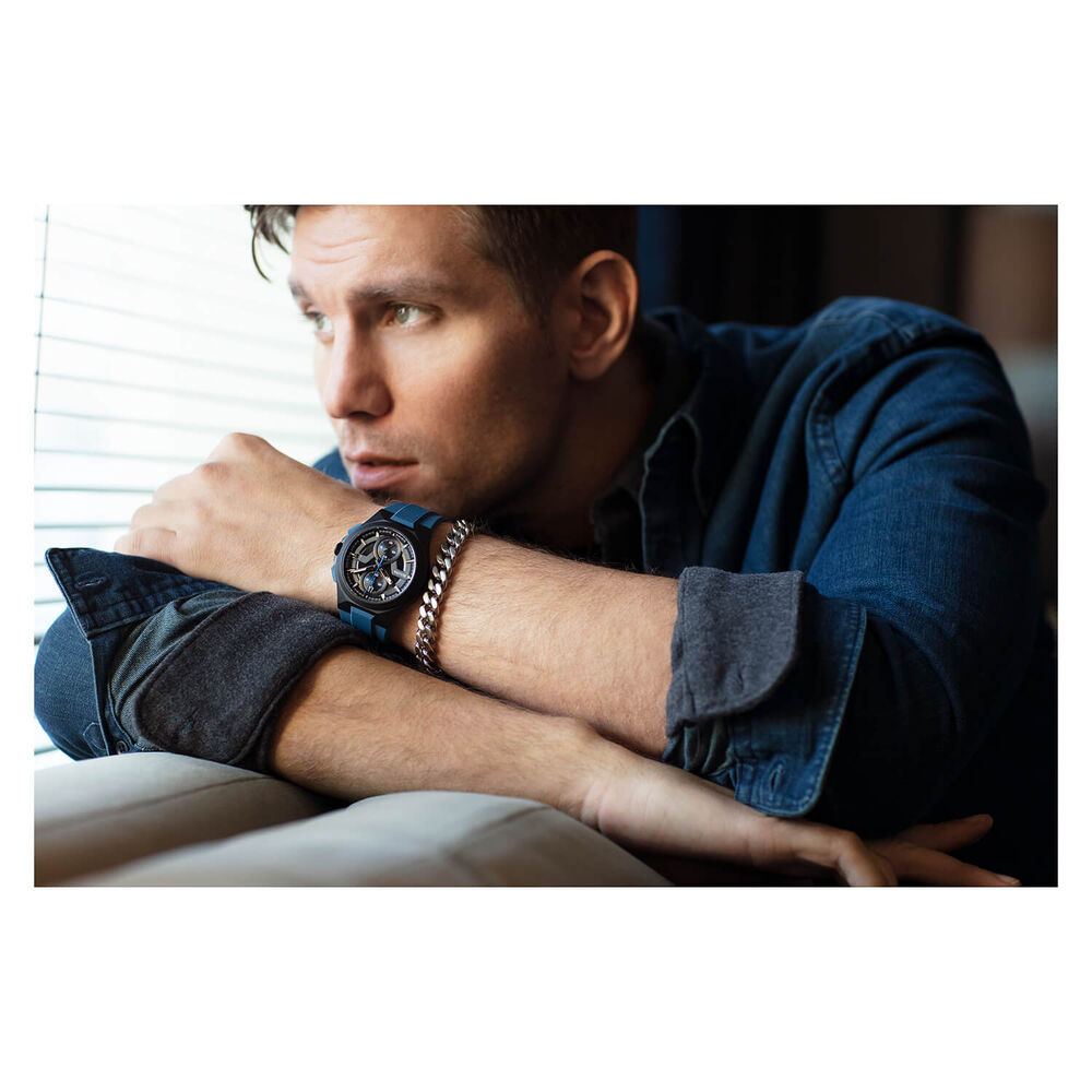 Bulova Maquina Chronograph 46mm Black Dial Blue Strap Watch image number 4