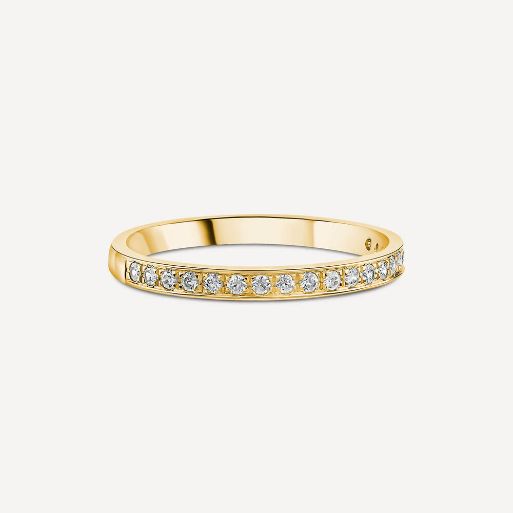 9ct Yellow Gold 2mm 0.15ct Pave Diamond Wedding Ring image number 2