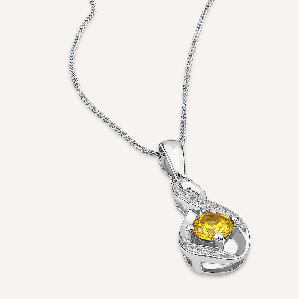 Sterling Silver and Cubic Zirconia November Birthstone Pendant (Chain Included) image number 2