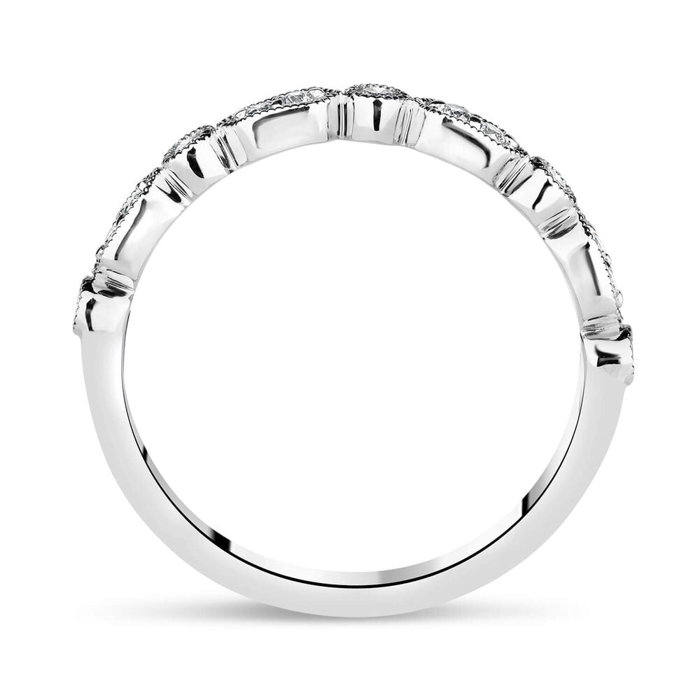 9ct White Gold Vintage Style 0.13ct Diamond Set Wedding Ring image number 2
