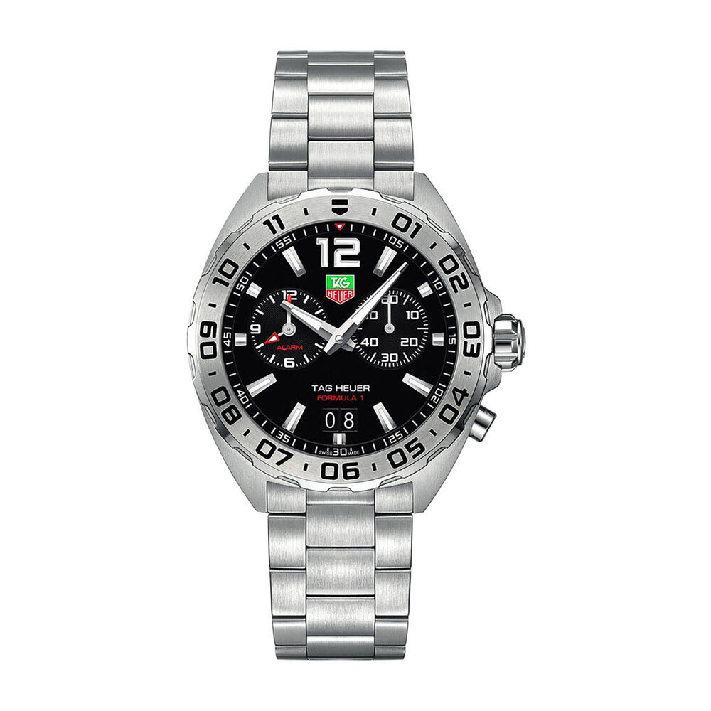TAG Heuer Formula 1 Date 41mm Black Dial Alarm Stainless Steel Bracelet image number 0