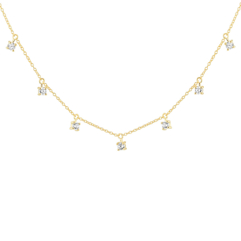 9ct Yellow Gold Droplet Cubic Zirconia Necklet image number 0