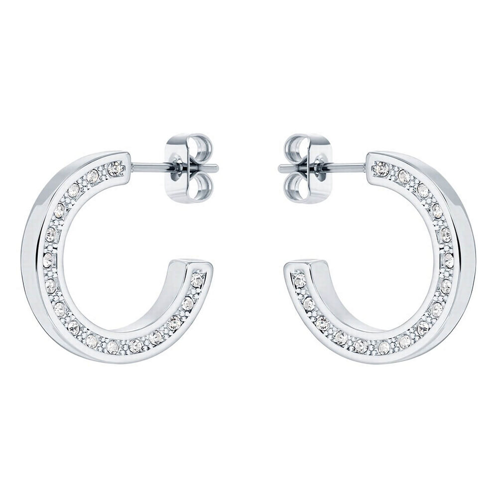 Ted Baker SENATTA Crystal Silver Tone Hoop Earrings image number 2