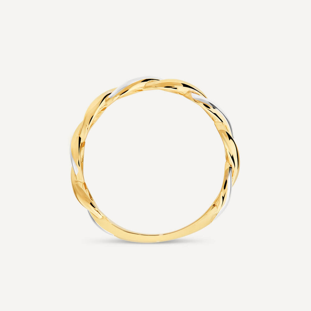 9ct Yellow & White Gold Plaited Plain Ring image number 4