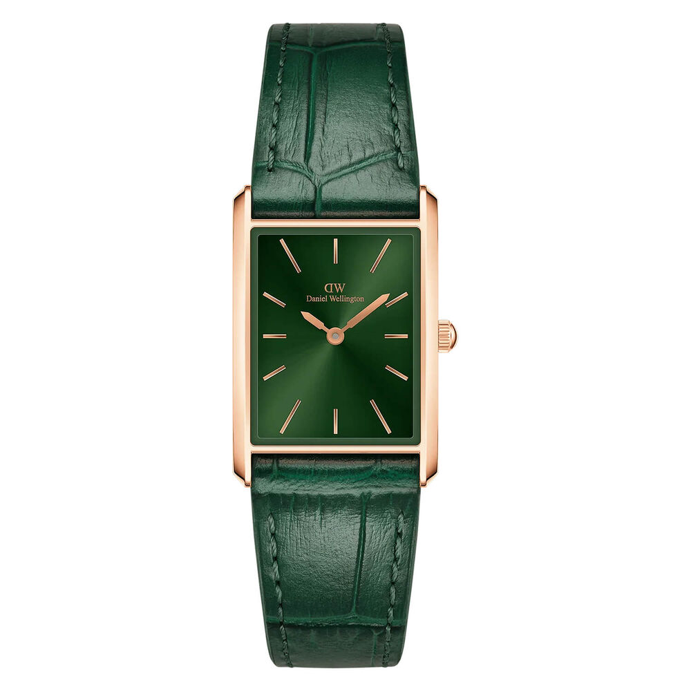 Daniel Wellington Bound 32x22mm Emerald Dial Green Crocodile Leather Strap Watch image number 0