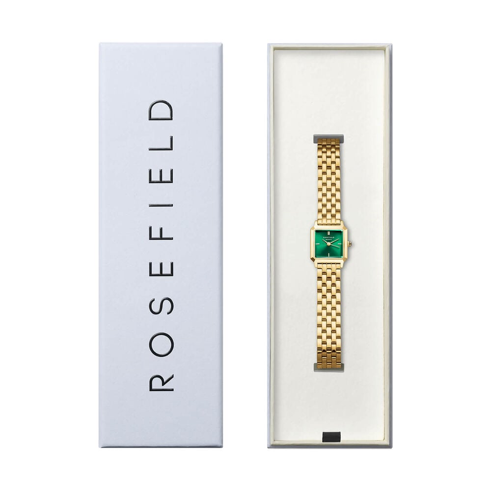 Rosefield Boxelle Emerald 19.5x19.5mm Dial 23k Gold Plated Steel Bracelet Watch image number 4