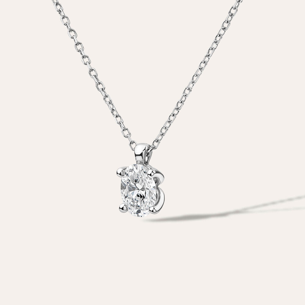 Born 9ct White Gold 0.50ct Lab Grown Oval Diamond Pendant
