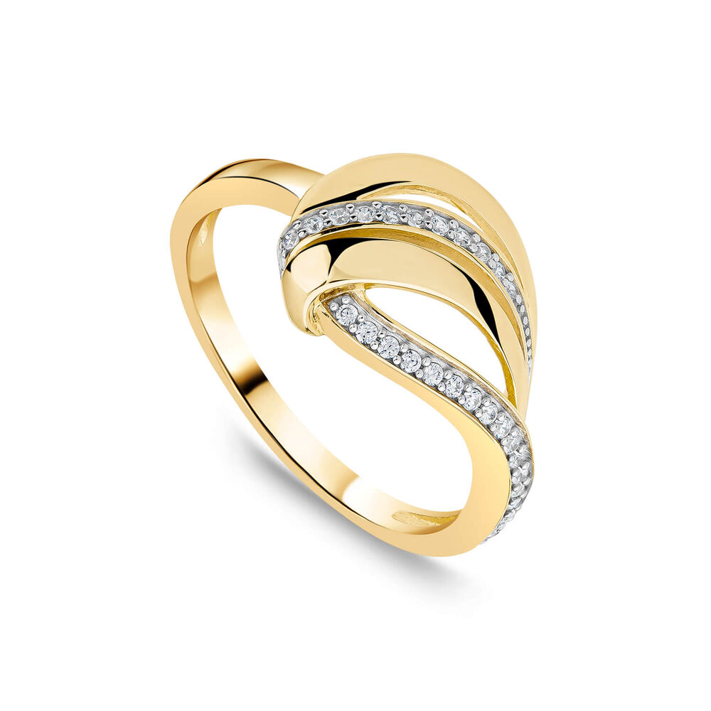 9ct Yellow Gold 4 Strand Cubic Zirconia Set Curve Ring image number 0